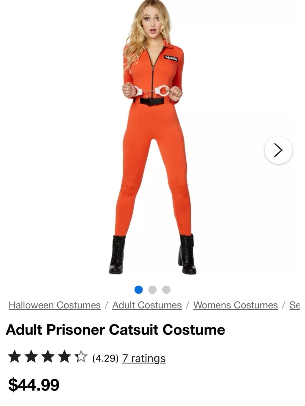 Spirit Women's Orange Zip-Front Prisoner Catsuit innocent inmate